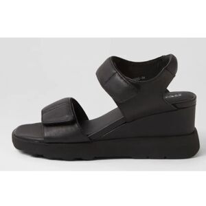 Geox Black Wedge Sandals with Velcro Straps
